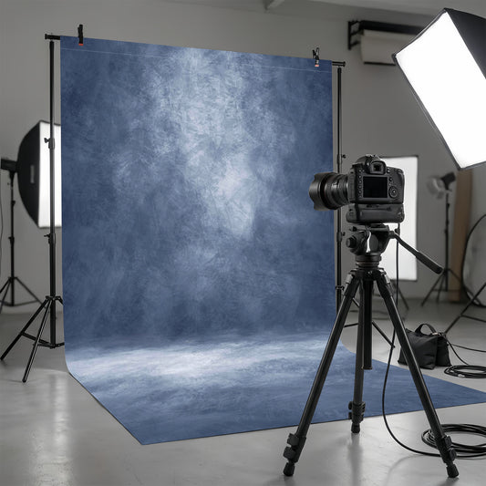 Vintage Blue Abstract Microfiber Backdrop - 8x10ft / 8x12ft Professional Studio Background