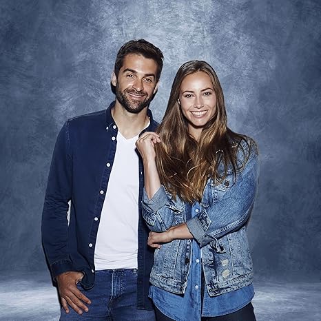 Abstract Blue Professional Photography Backdrop for Adult Portrait Photo Props Booth Background Photoshoot Studio with Thick Ployester Fabric Roller Pocket on Top