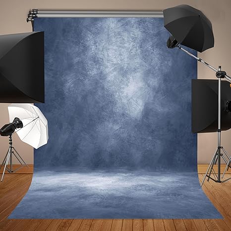 Abstract Blue Professional Photography Backdrop for Adult Portrait Photo Props Booth Background Photoshoot Studio with Thick Ployester Fabric Roller Pocket on Top
