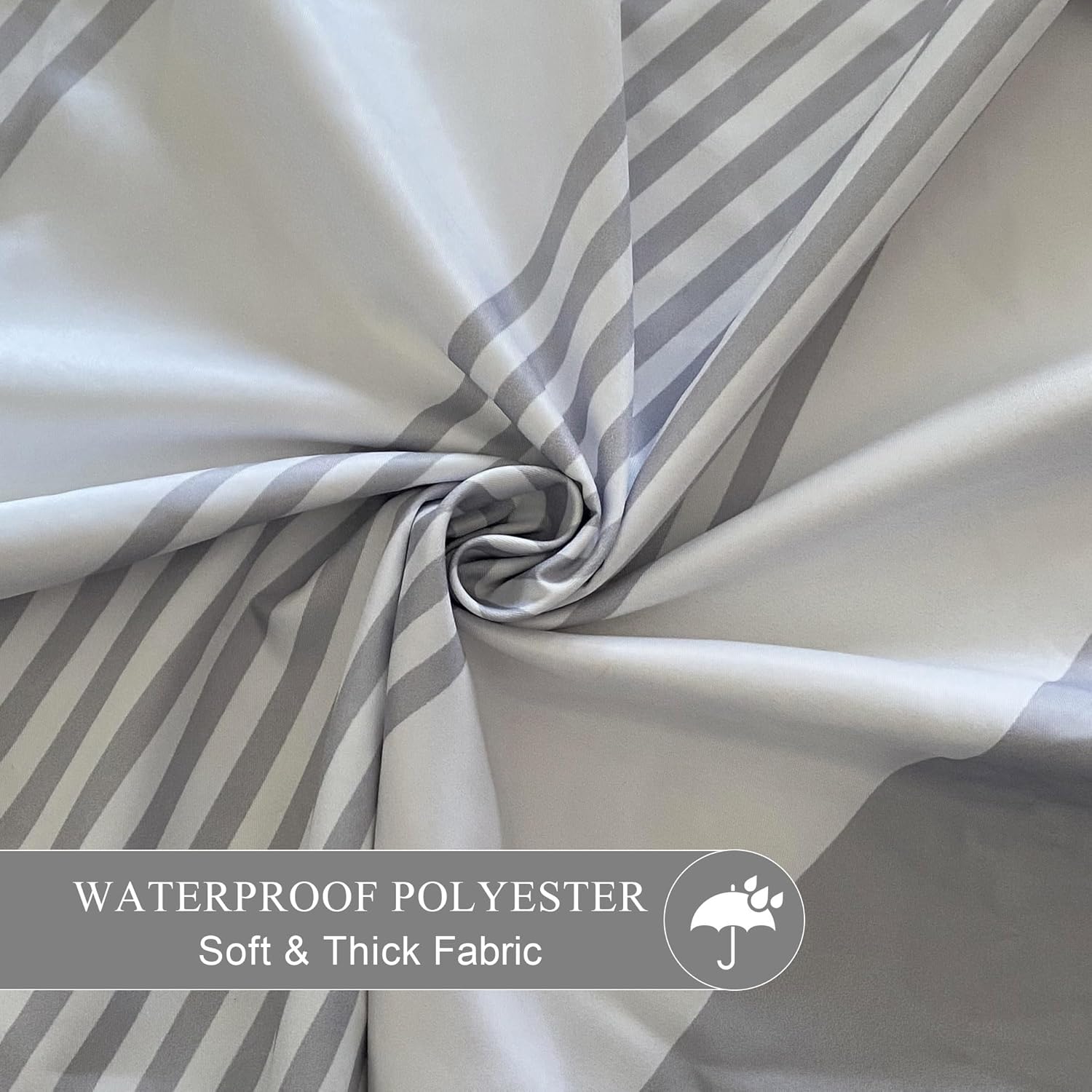 Luxury Fabric Farmhouse Grey Shower Curtain Gray with Pompom Linen Boho Modern Classics Striped Curtains for Bathroom
