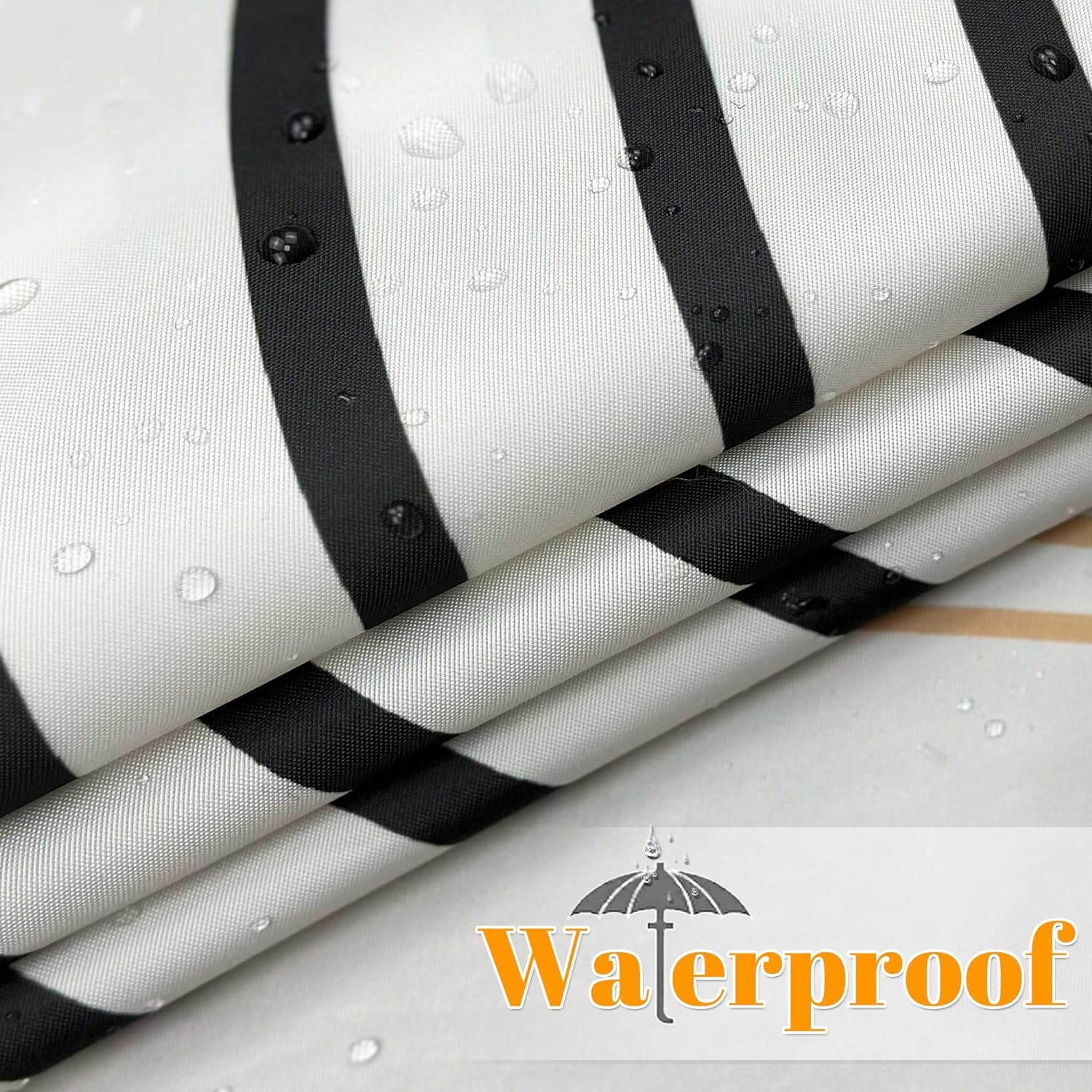 Boho Black and White Mid Century Leaf Shower Curtain Set,Arch Sun Design,Minimalistic Leaves Pattern,Waterproof and Luxurious Fabric-12 Hooks(72" x 72")