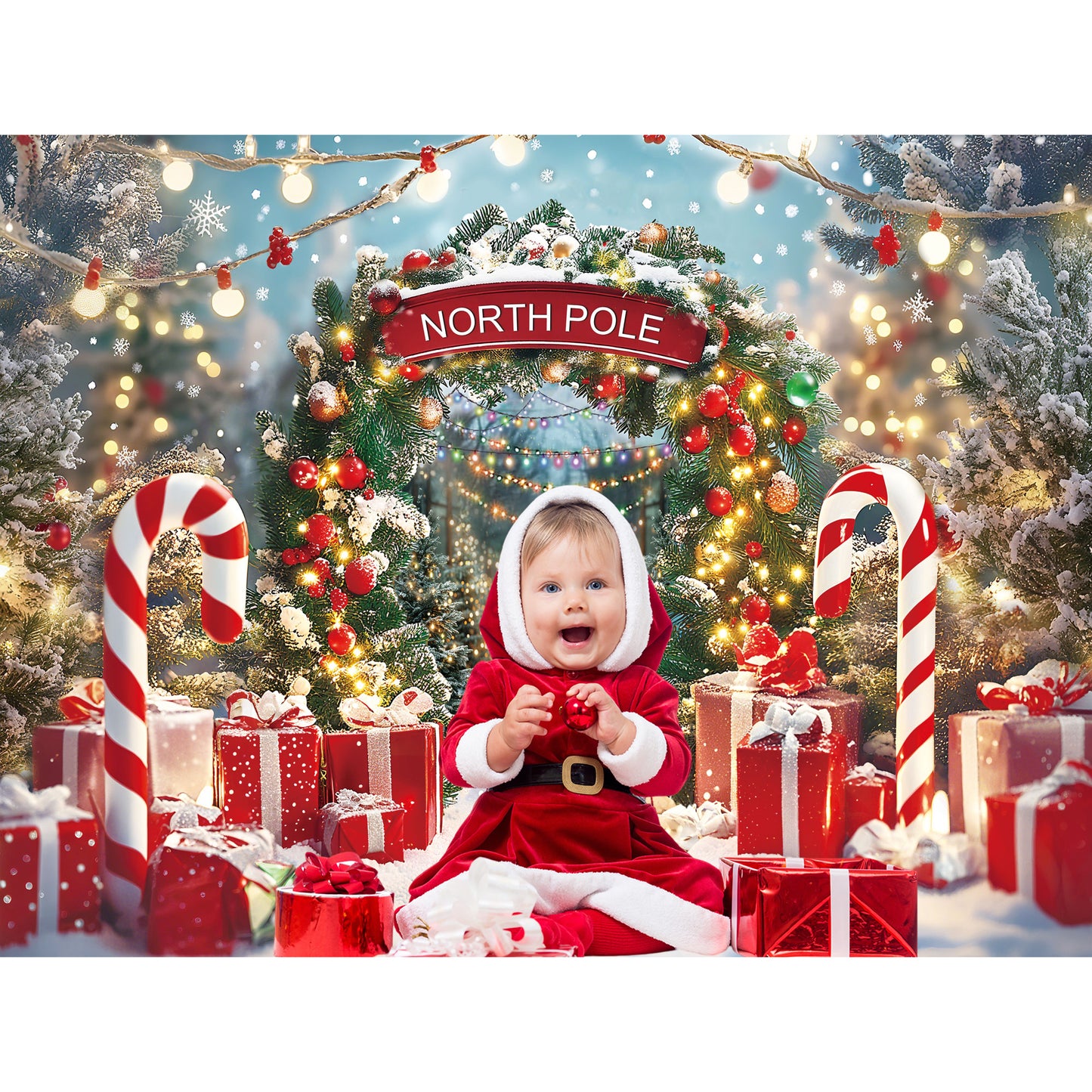 Christmas Wonderland North Pole Photography Winter Backdrop for Party Banner
