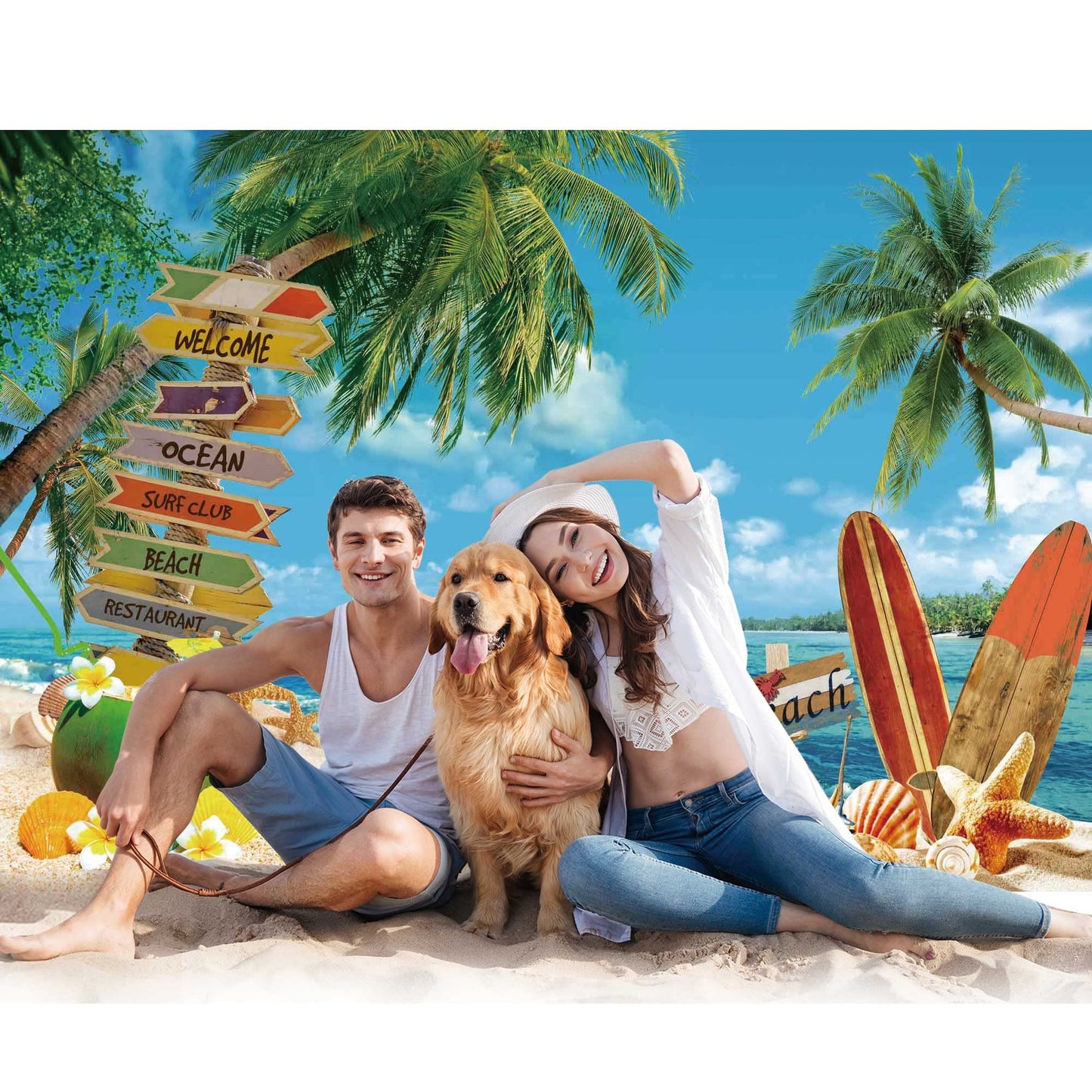 Haboke Summer Hawaiian Beach Backdrop Tropical Luau Party Photo Background