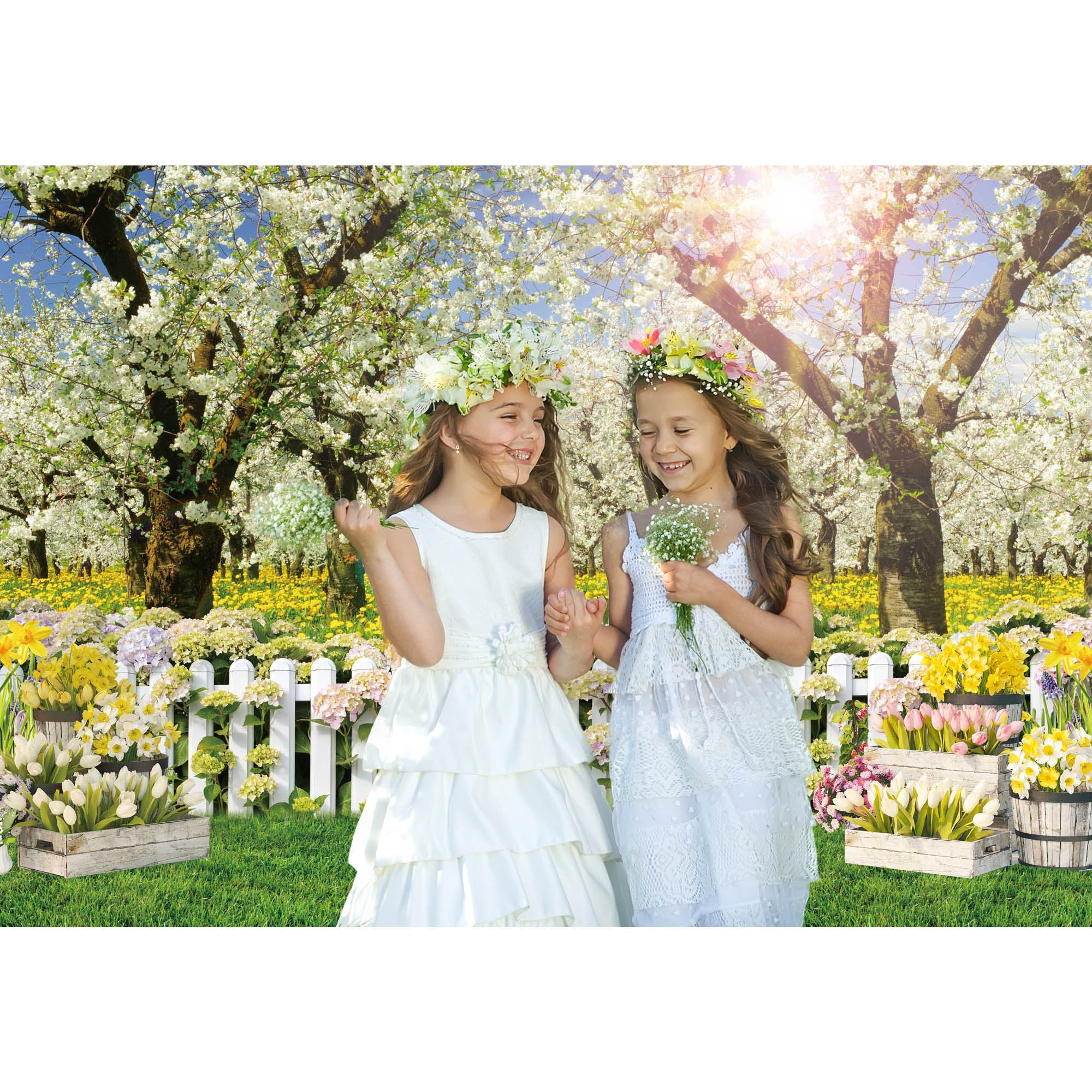 Spring Backdrop Garden Landscape Scenery Grassland Flower Photography Background Easter Party Decor Photo Studio Props Banner