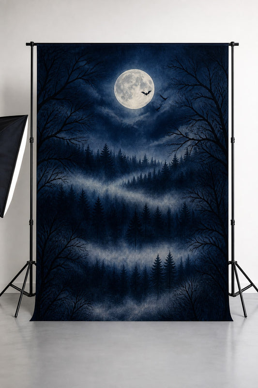 Moonlit Spooky Forest Halloween Photo Backdrop | 3 Sizes