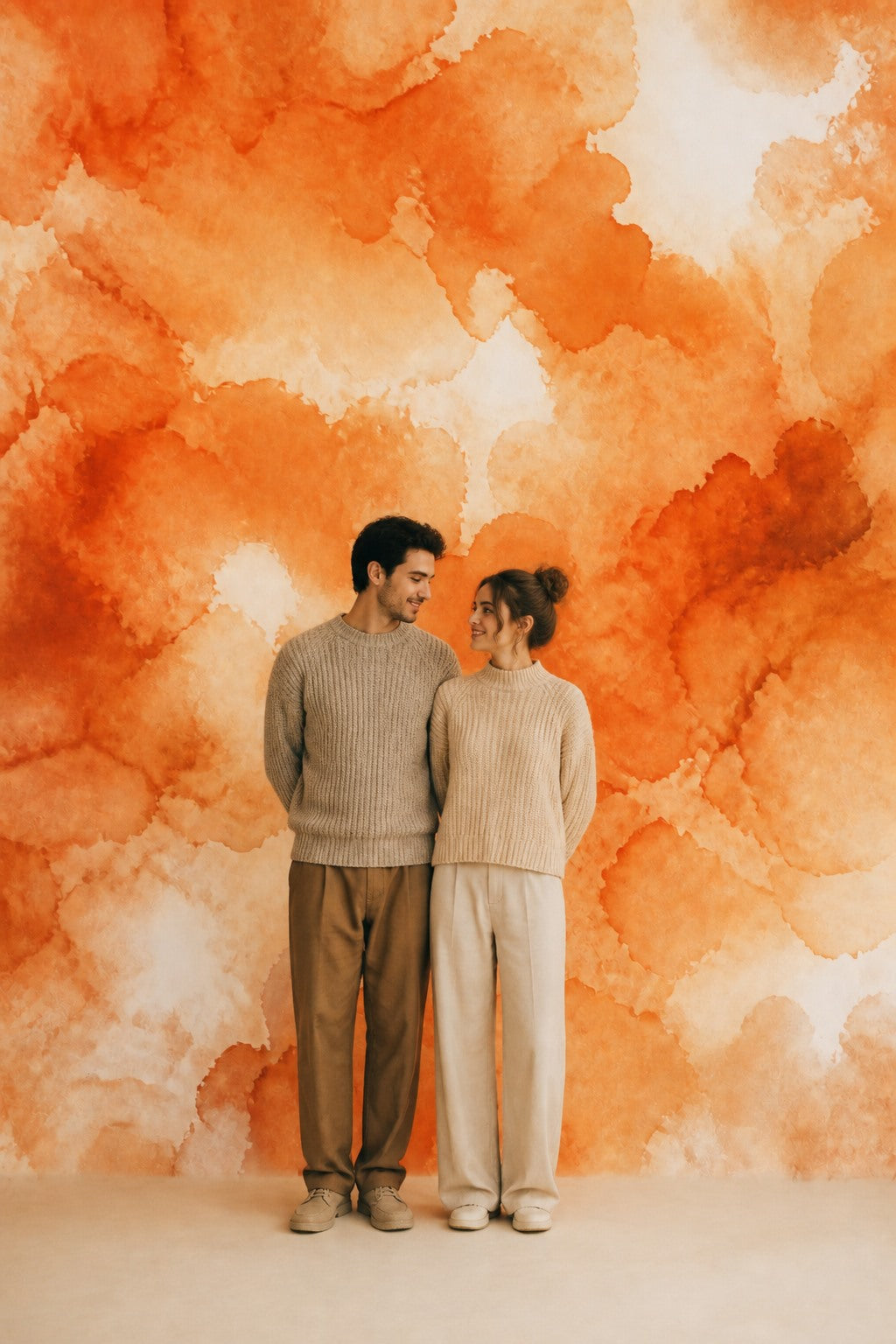 Portrait session using the Terracotta Ink Blotch photography backdrop