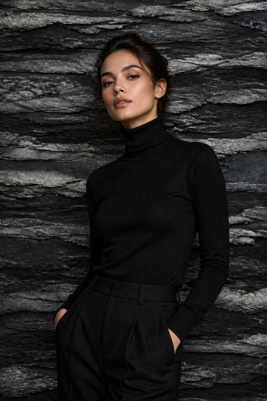 Portrait session using the Charcoal Rock Strata photography backdrop