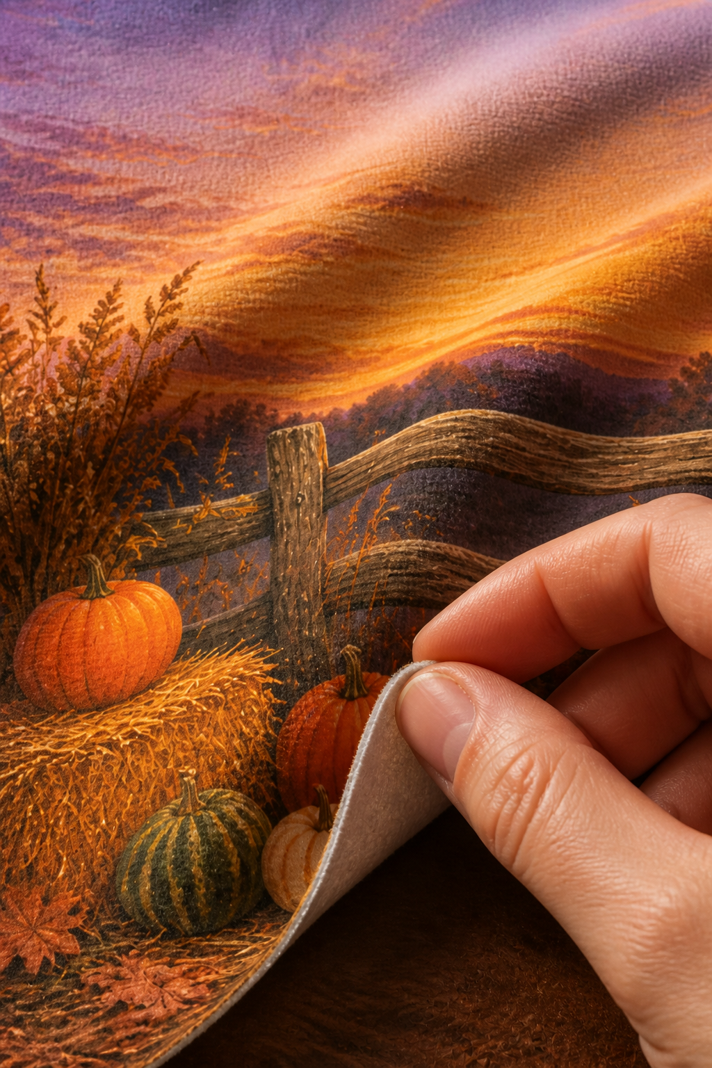 Pumpkin Patch Fence at Dusk Halloween Photography Backdrop