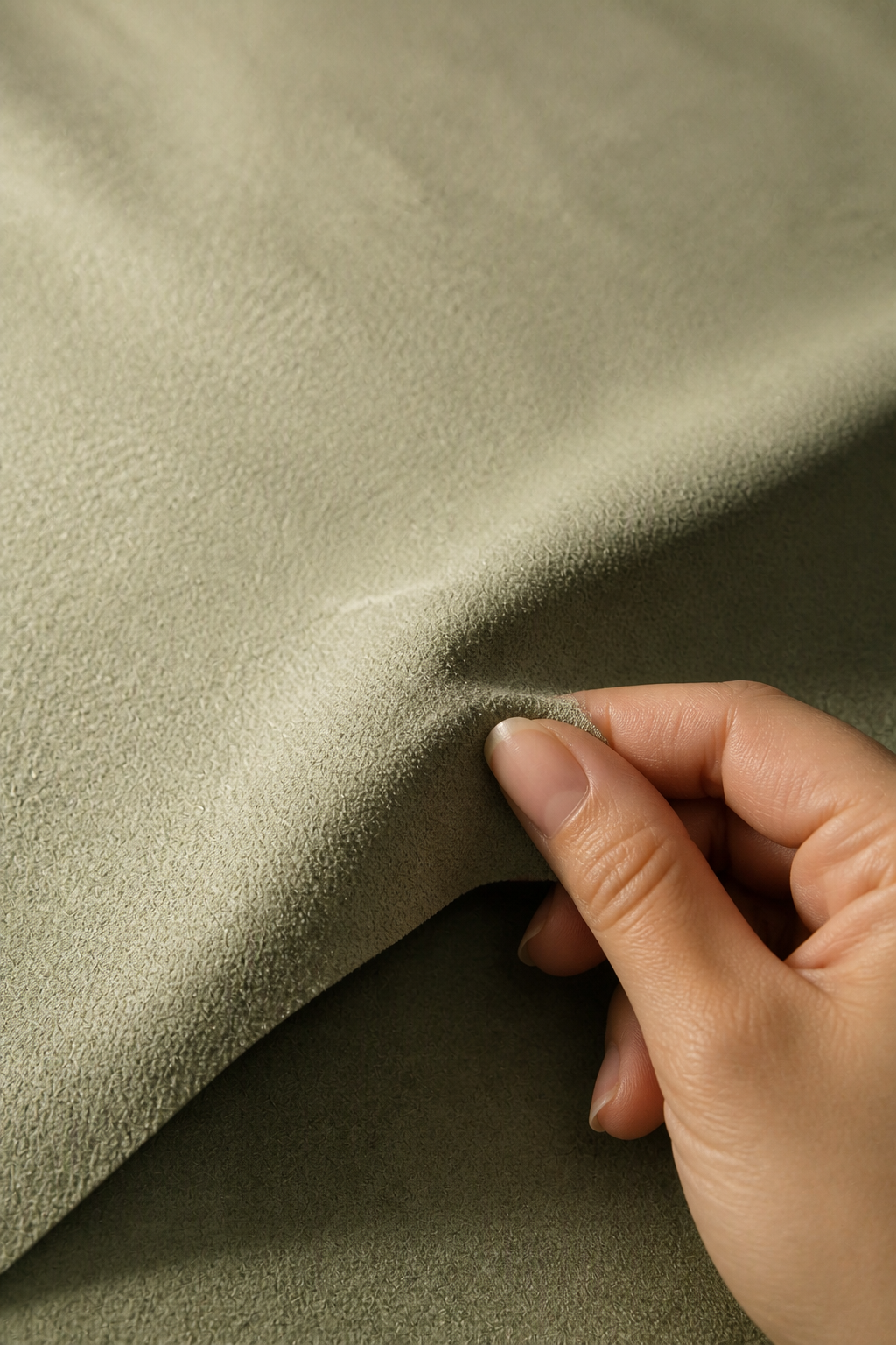 Close-up of the matte microfiber weave and printed detail of the soft sage studio sweep backdrop