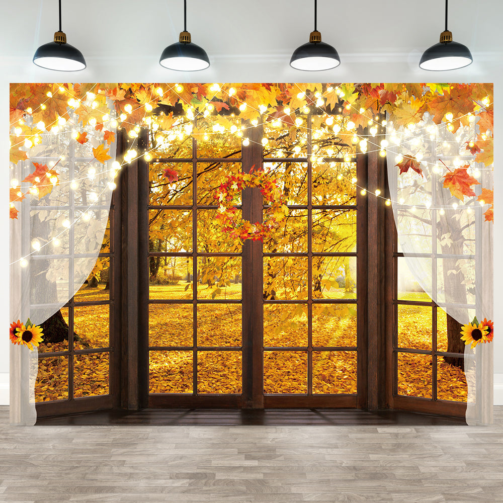 Haboke Fall Window sill Backdrop Autumn Forest Photography Background