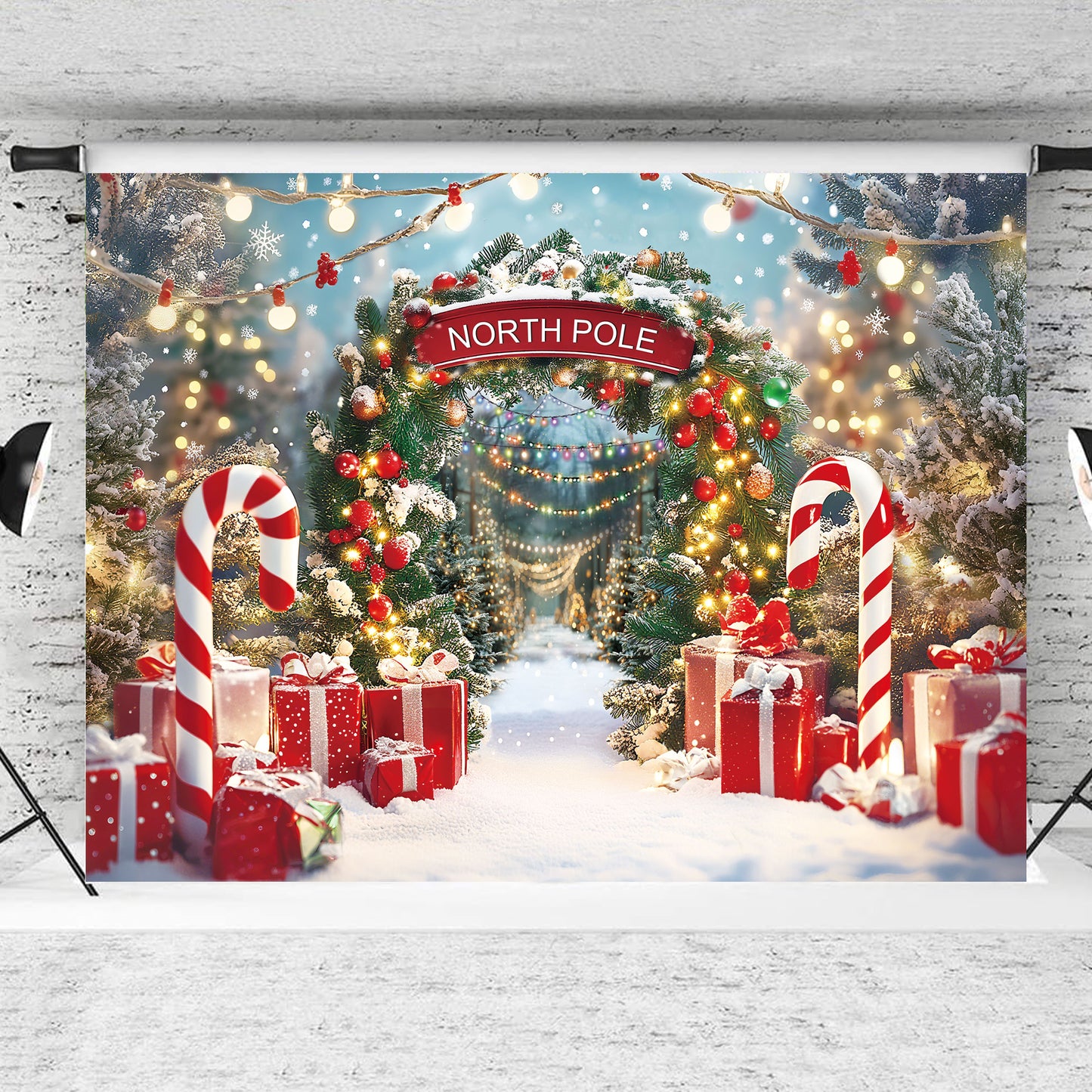 Christmas Wonderland North Pole Photography Winter Backdrop for Party Banner
