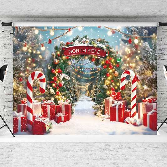 Christmas Wonderland North Pole Photography Winter Backdrop for Party Banner