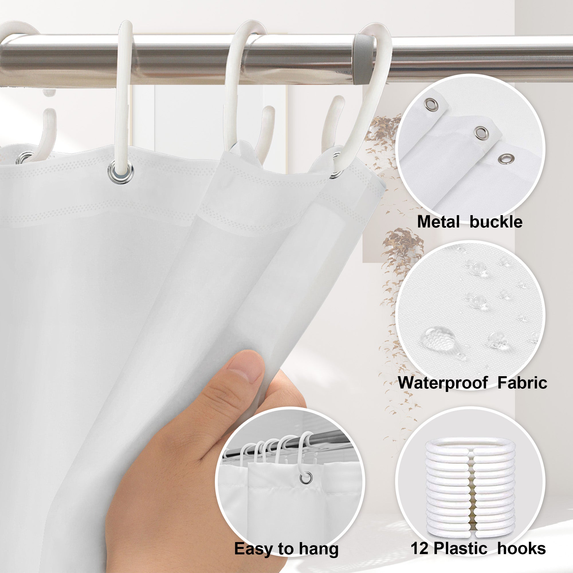 Abstract lines mountain Pattern Shower Curtain Set ,Waterproof and Luxurious Fabric-12 Hooks