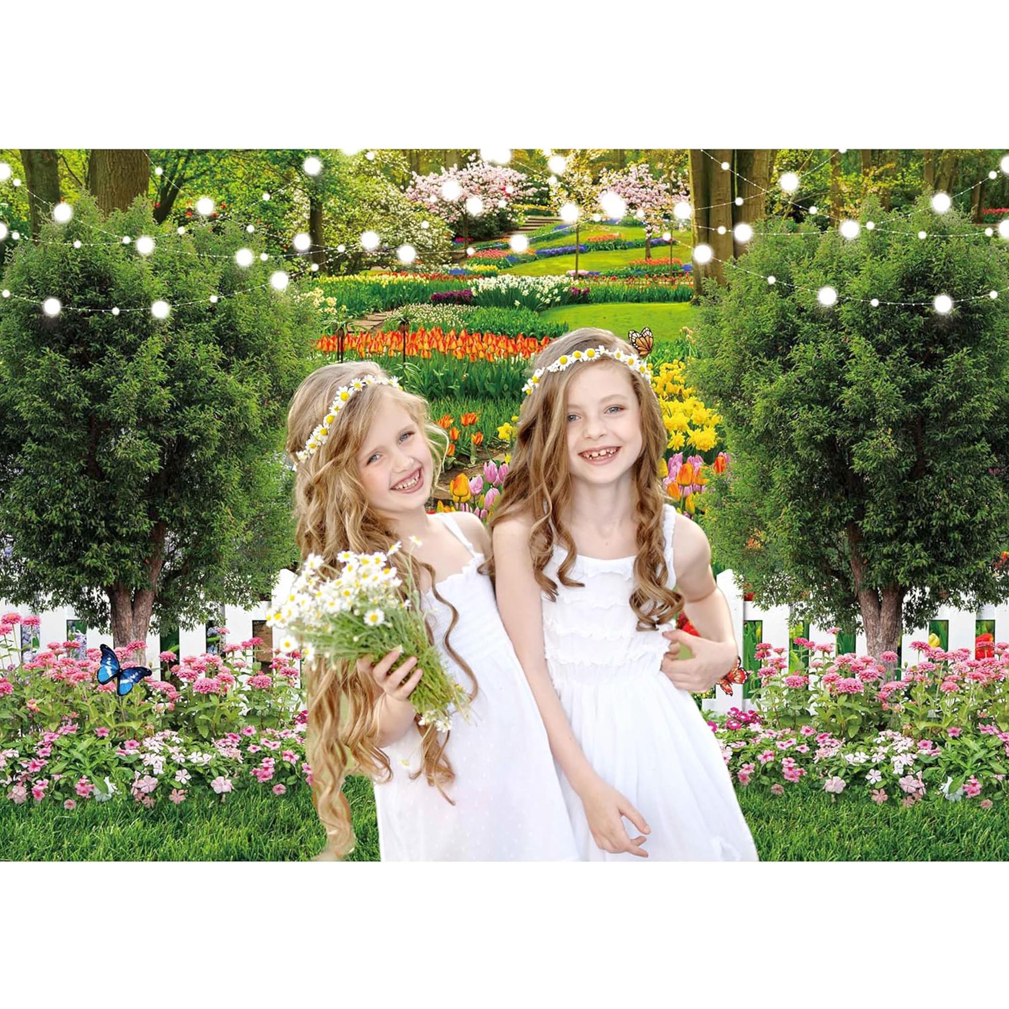 Spring Backdrop Garden Landscape Scenery Grassland Flower Photography Background Easter Party Decor Photo Studio Props Banner