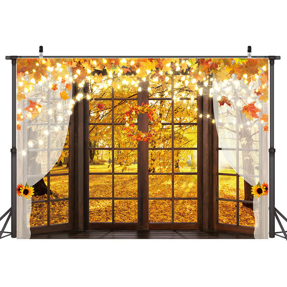 Haboke Fall Window sill Backdrop Autumn Forest Photography Background