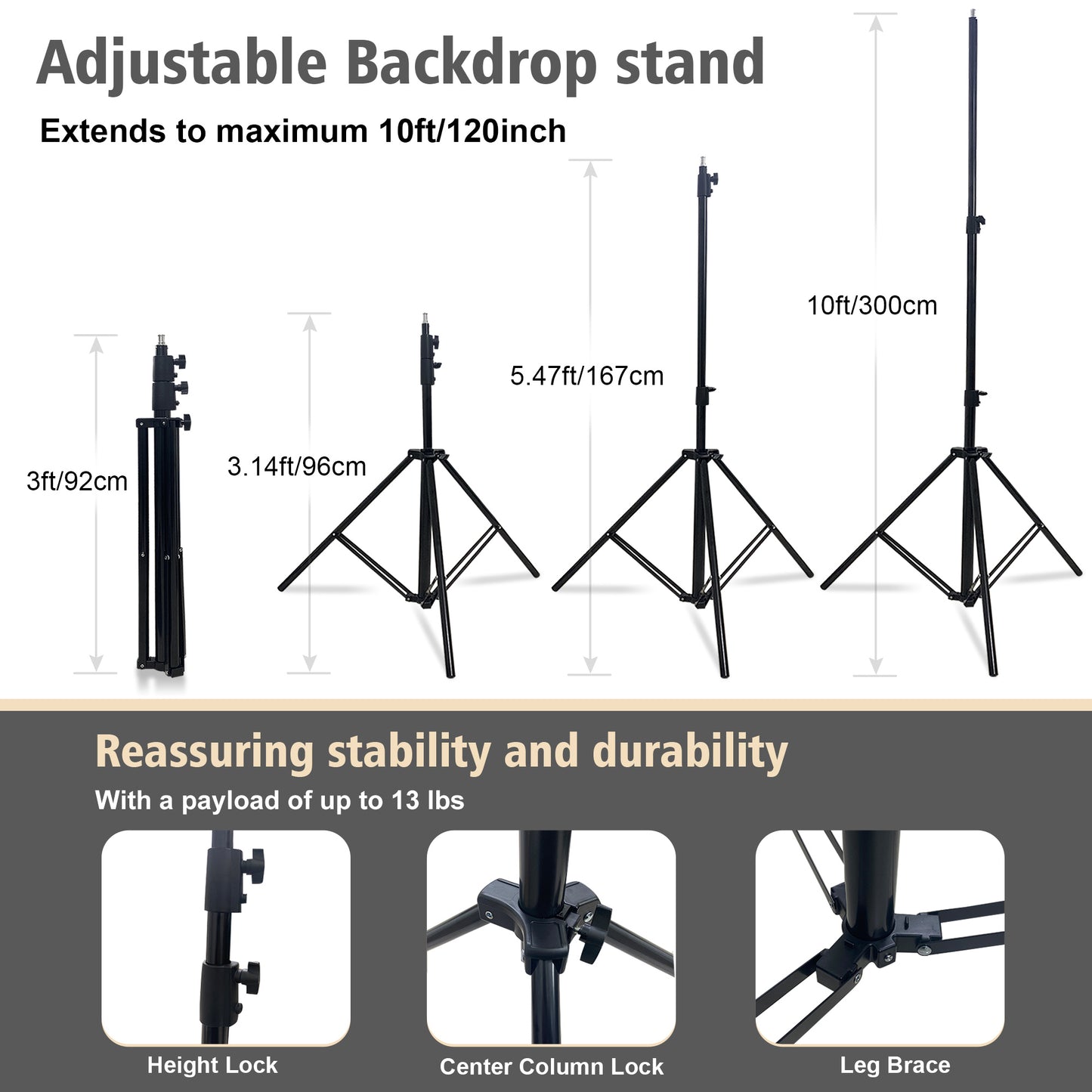 Haboke Bold Stable Backdrop Stand Adjustable Kit 10x10FT