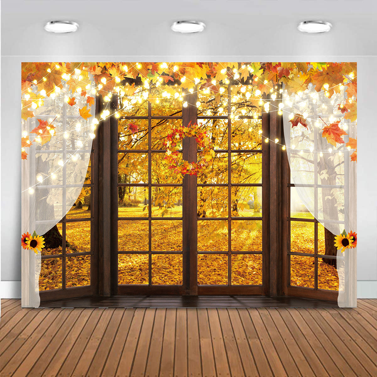 Haboke Fall Window sill Backdrop Autumn Forest Photography Background