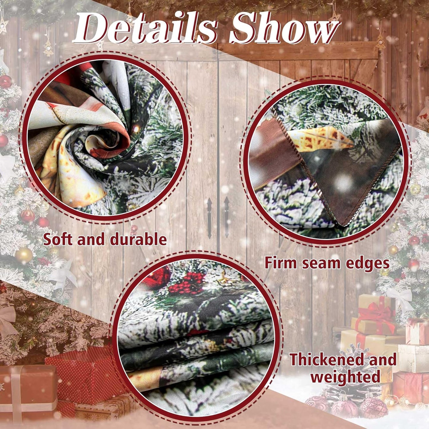 Winter Christmas Wonderland Rustic Wood Door Photography Backdrop for Party Decorations