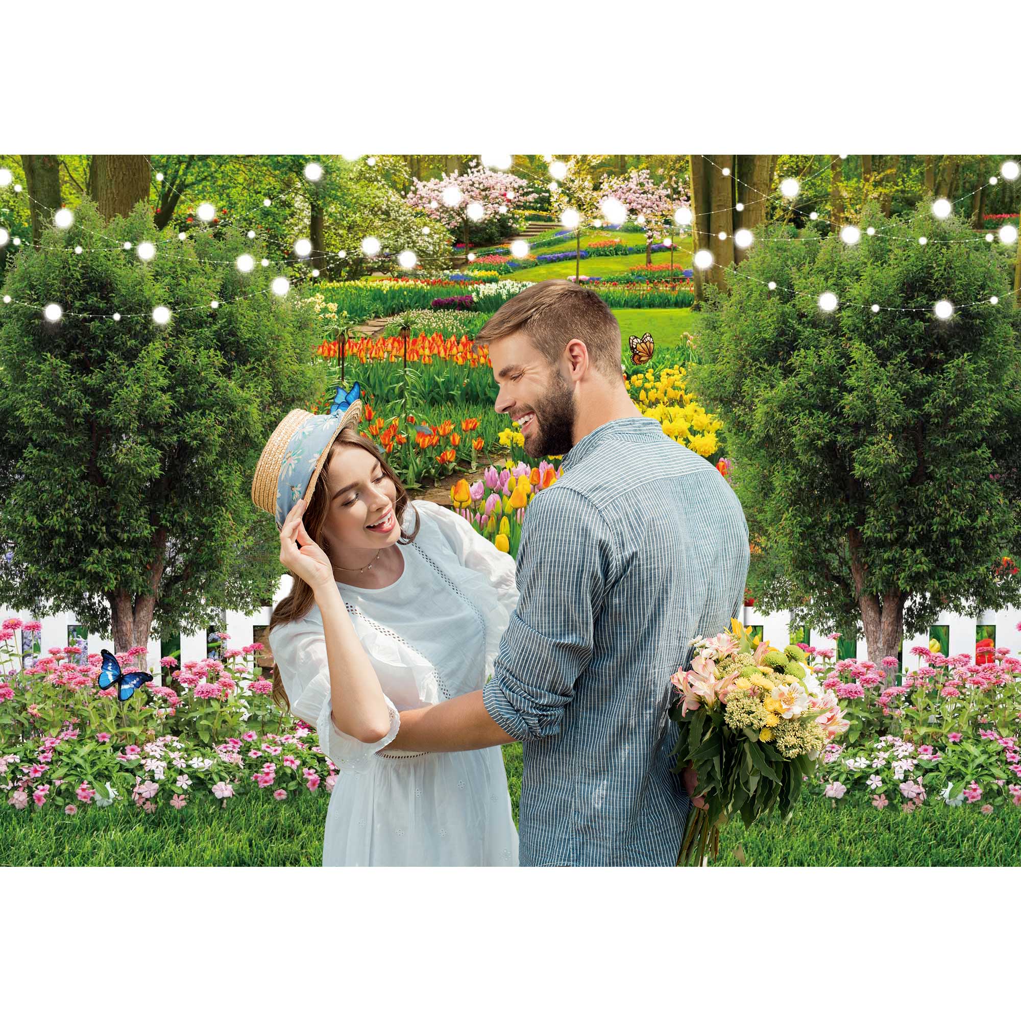 Spring Backdrop Garden Landscape Scenery Grassland Flower Photography Background Easter Party Decor Photo Studio Props Banner