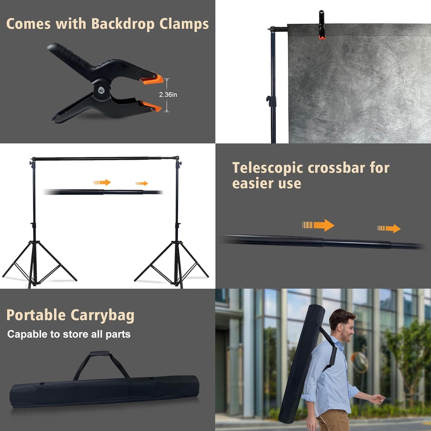 Haboke Bold Stable Backdrop Stand Adjustable Kit 10x10FT