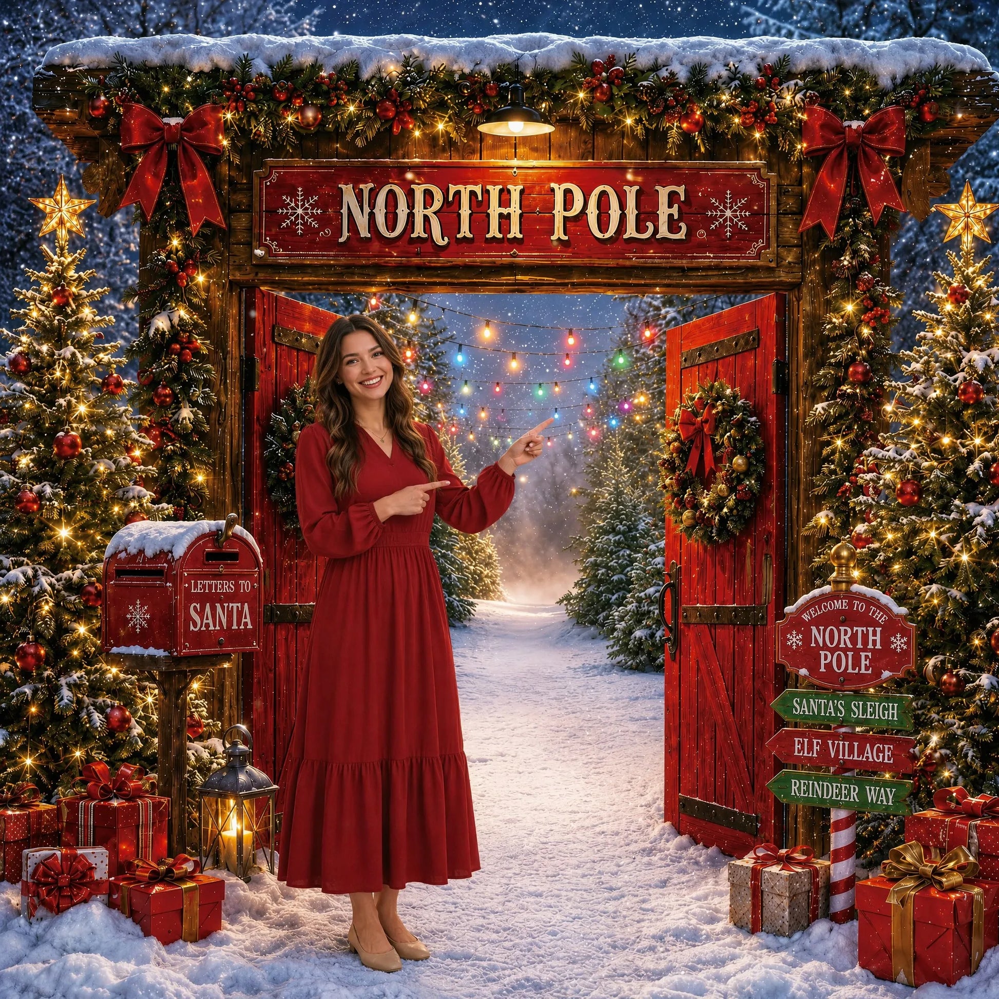 Welcome North Pole Backdrop with Model