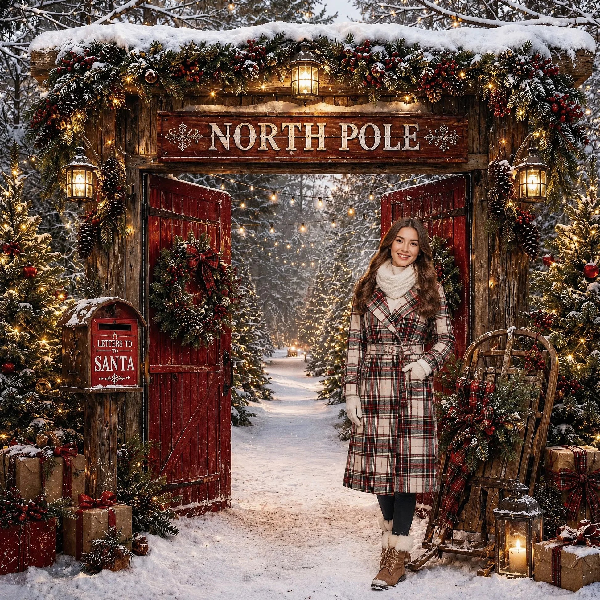 North Pole Gateway Sled Backdrop with Model