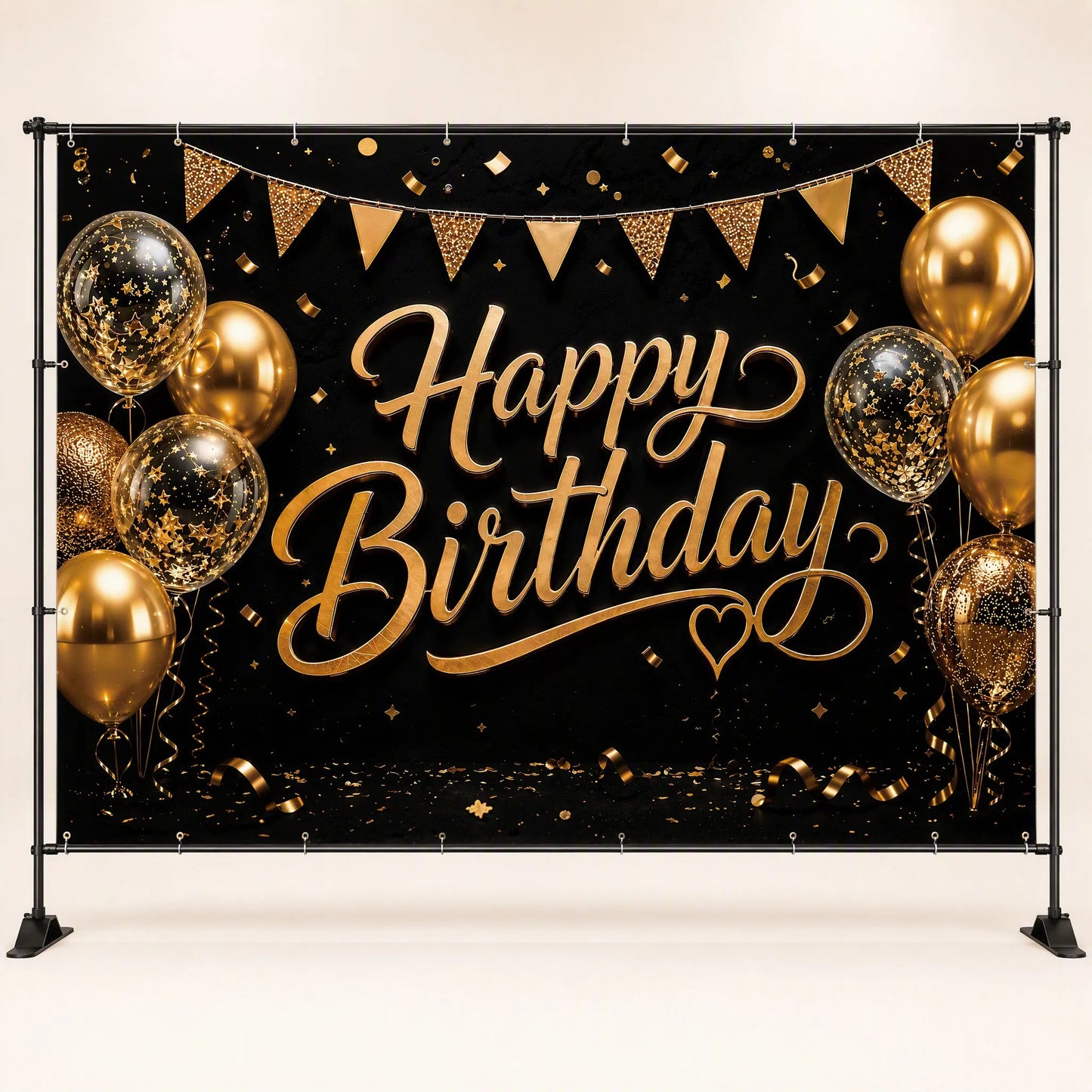 Gold Glam Happy Birthday Backdrop - Studio Hero
