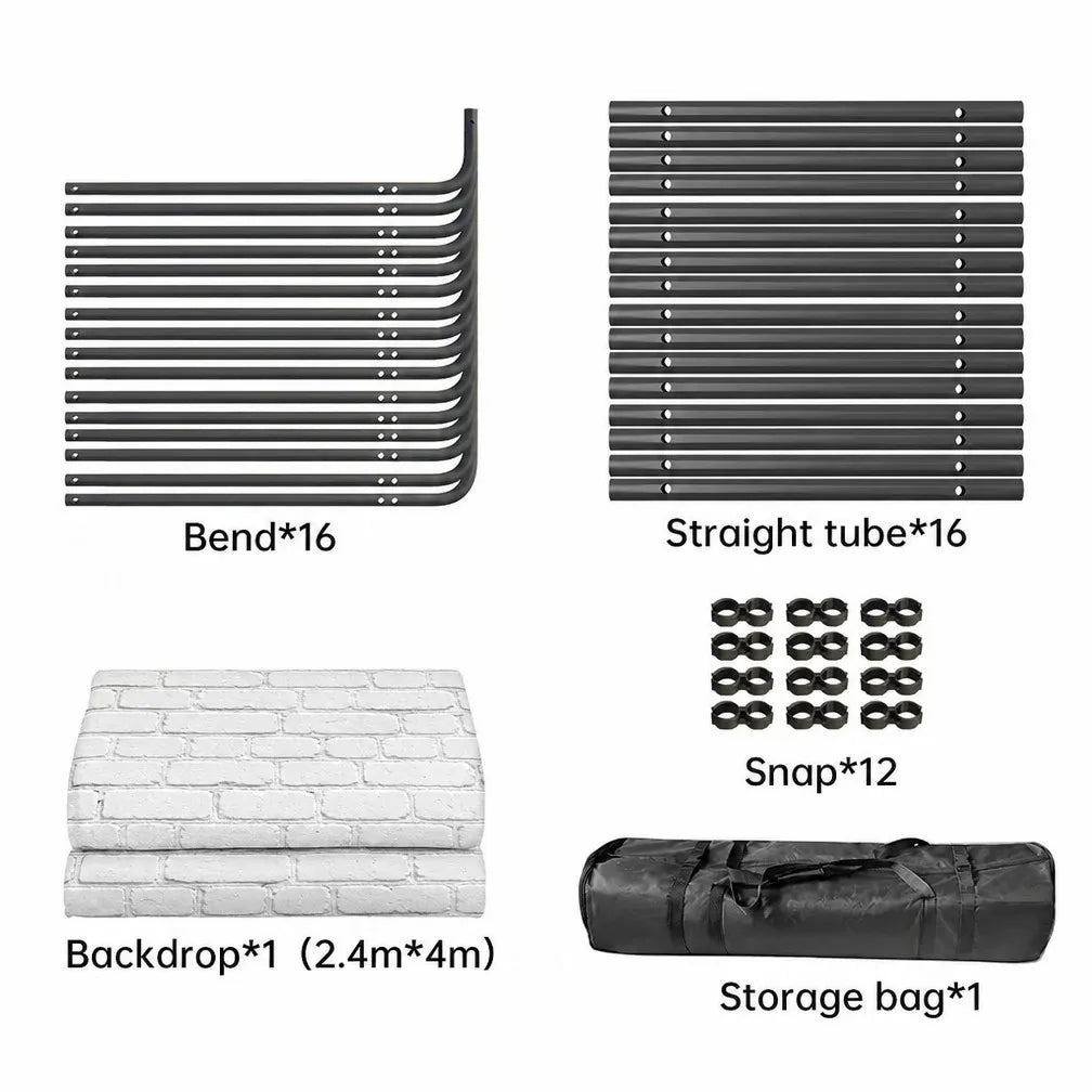 Folding Screen Backdrop 2.4x4m | White Brick Wall Streaming Background