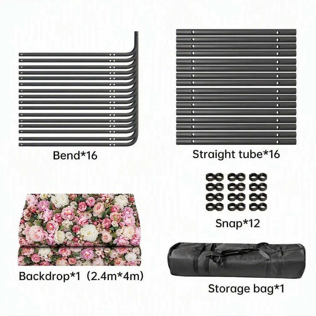 Folding Screen Backdrop 2.4x4m | Pink Flower Wall Streaming Background