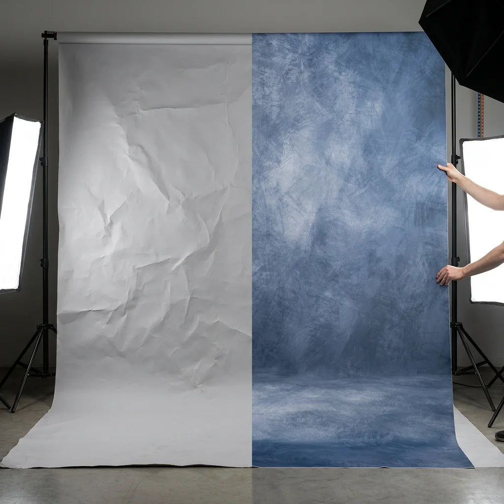 Vintage Blue Abstract Microfiber Backdrop - 8x10ft / 8x12ft Professional Studio Background