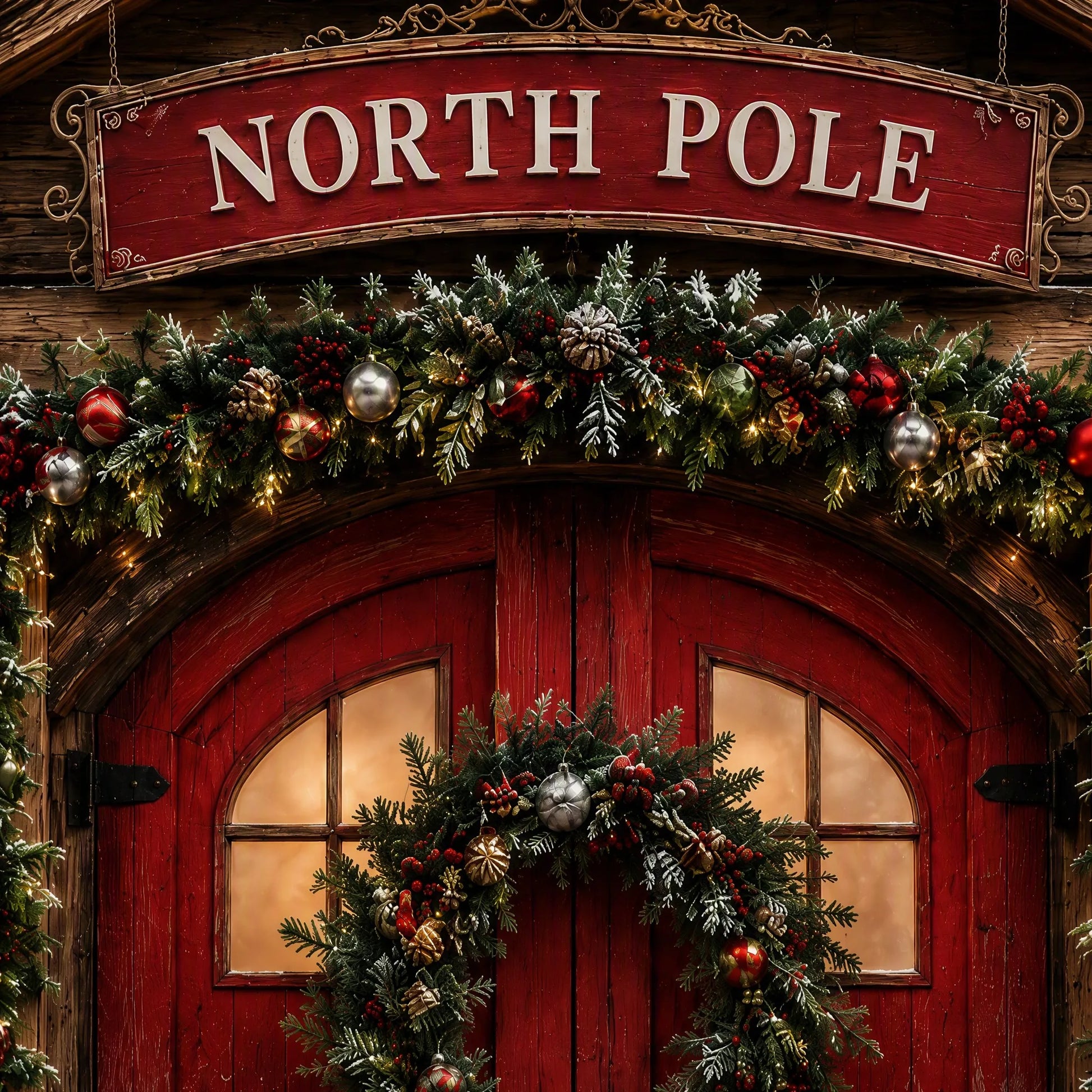 Close-up North Pole Sign Detail