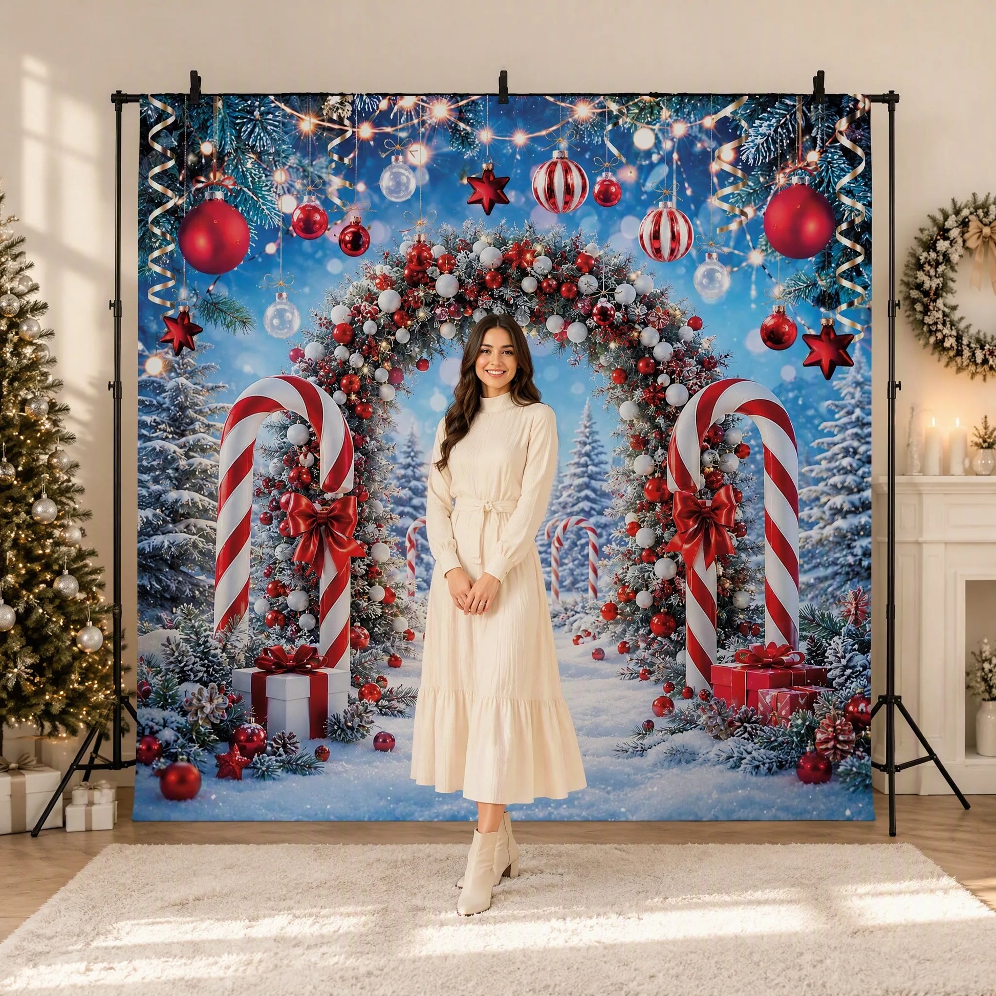 Candy Cane Arch Backdrop with Model