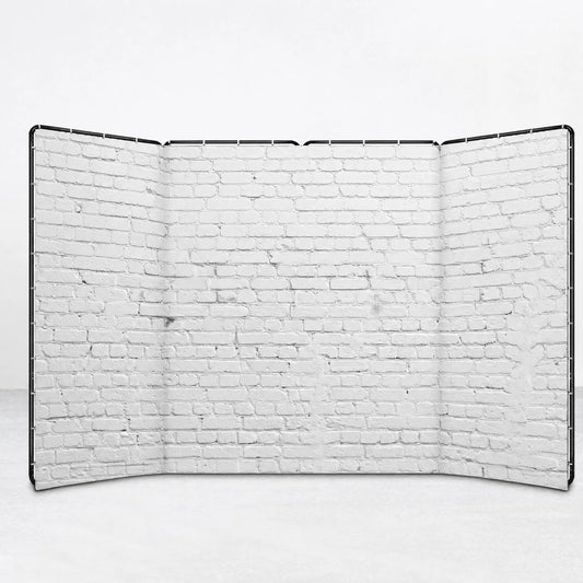 Folding Screen Backdrop 2.4x4m | White Brick Wall Streaming Background