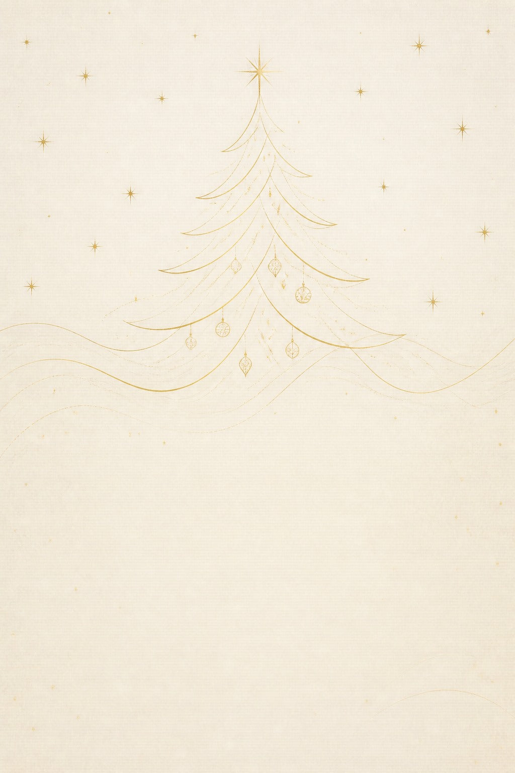 Minimalist Gold Line Christmas Tree Photo Backdrop - Cream Quiet Luxury | 3 Sizes