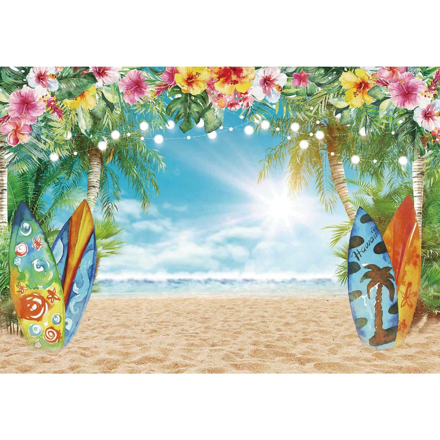Haboke Tropical Hawaiian Beach Backdrop for Luau Party and Studio Photography