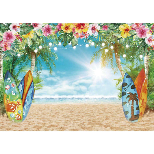 Haboke Tropical Hawaiian Beach Backdrop for Luau Party and Studio Photography