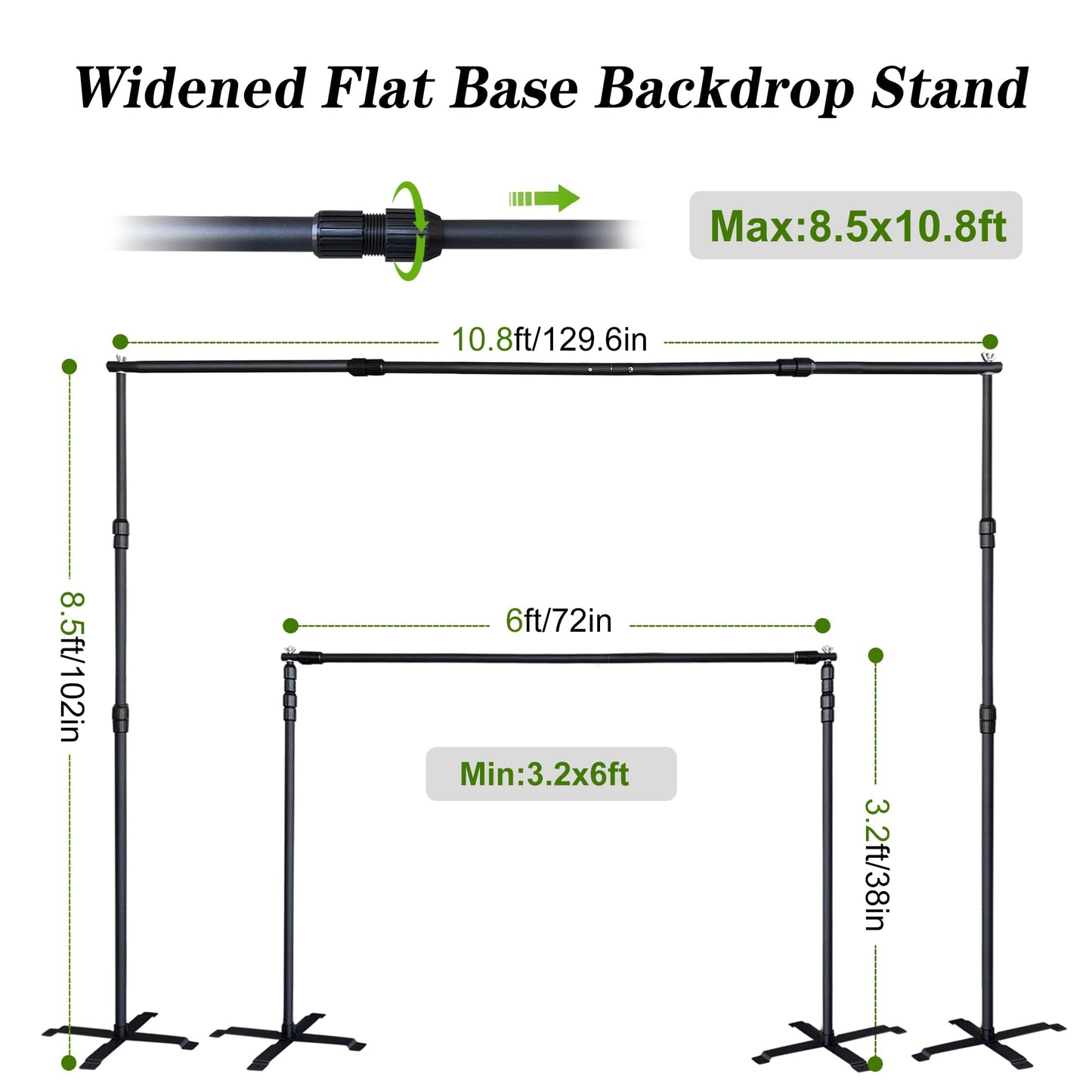 Haboke Bold Stable Backdrop Stand Adjustable Kit 10x10FT