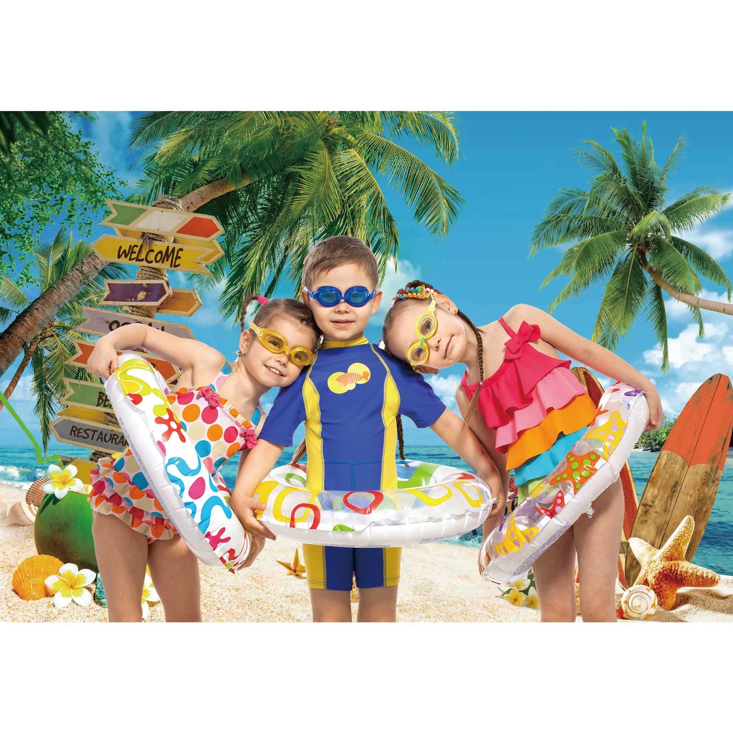 Haboke Summer Hawaiian Beach Backdrop Tropical Luau Party Photo Background
