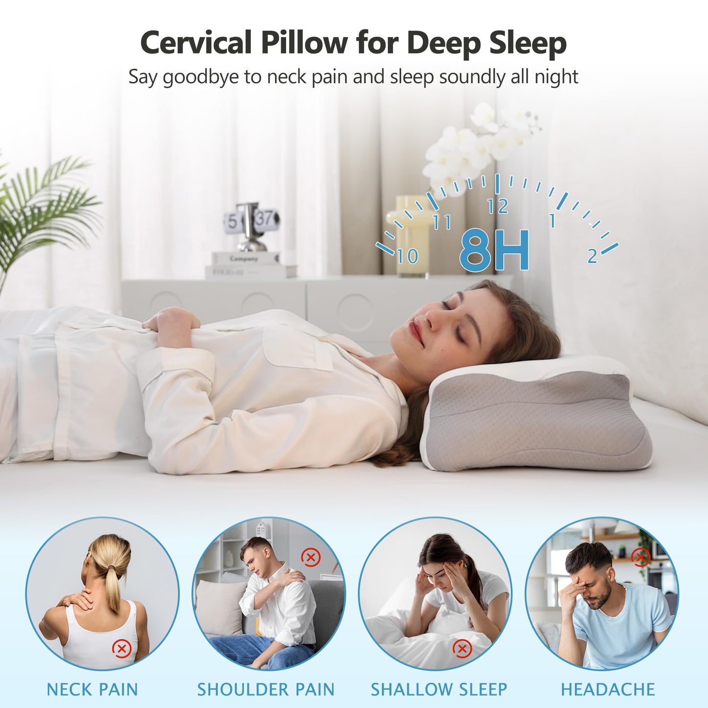 Haboke Orthopedic Butterfly Pillow - Advanced Neck Pain Relief & Cooling Support