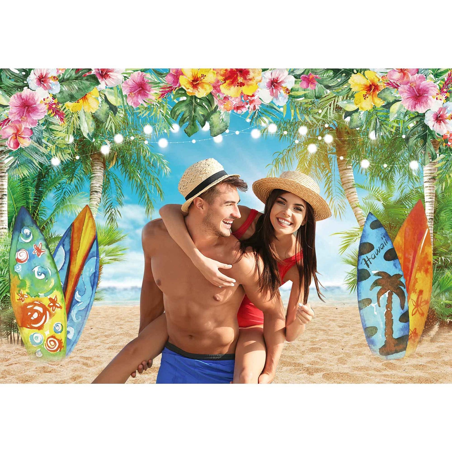 Haboke Tropical Hawaiian Beach Backdrop for Luau Party and Studio Photography
