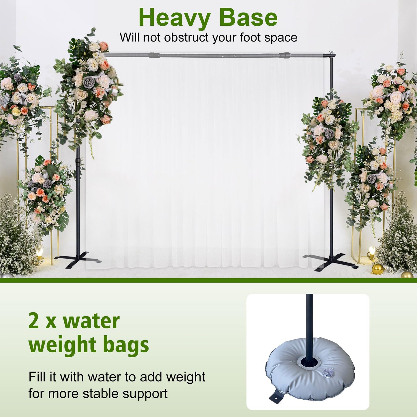 Haboke Bold Stable Backdrop Stand Adjustable Kit 10x10FT