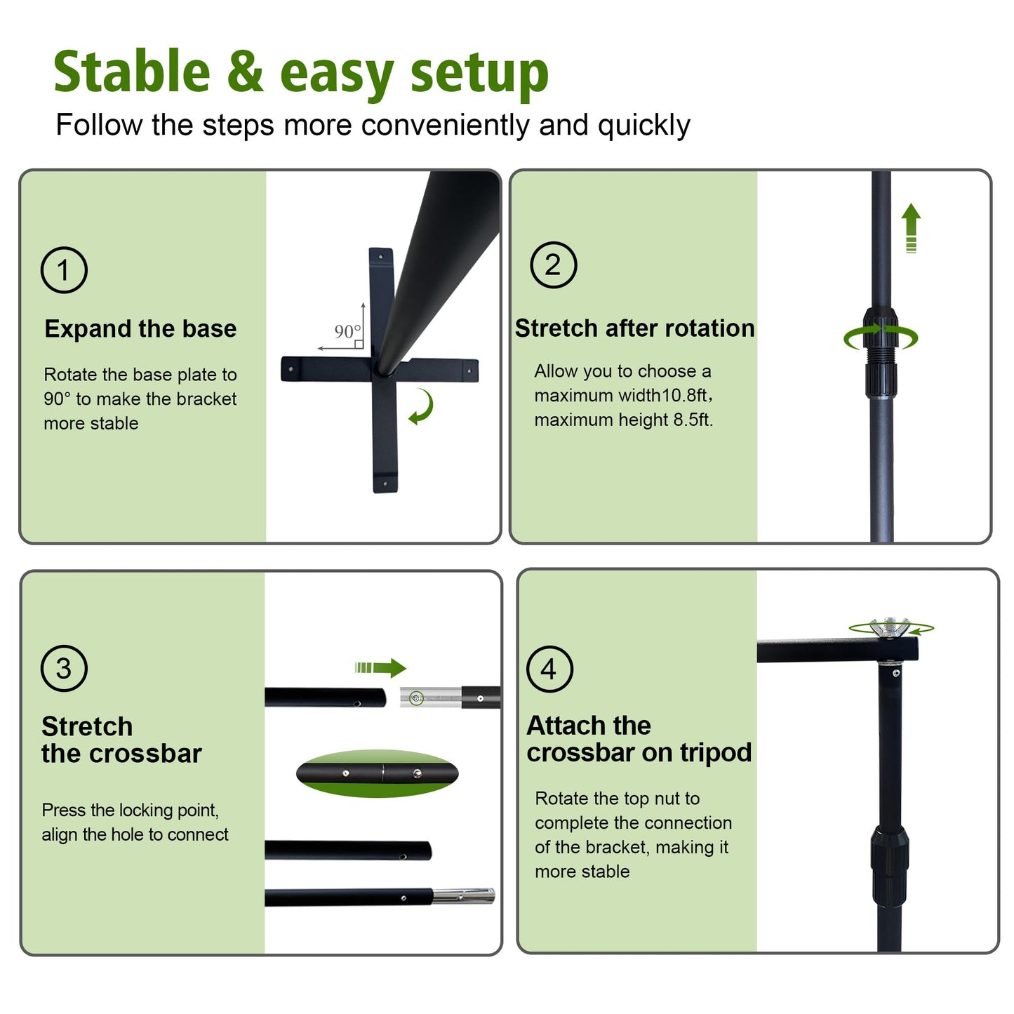 Haboke Bold Stable Backdrop Stand Adjustable Kit 10x10FT